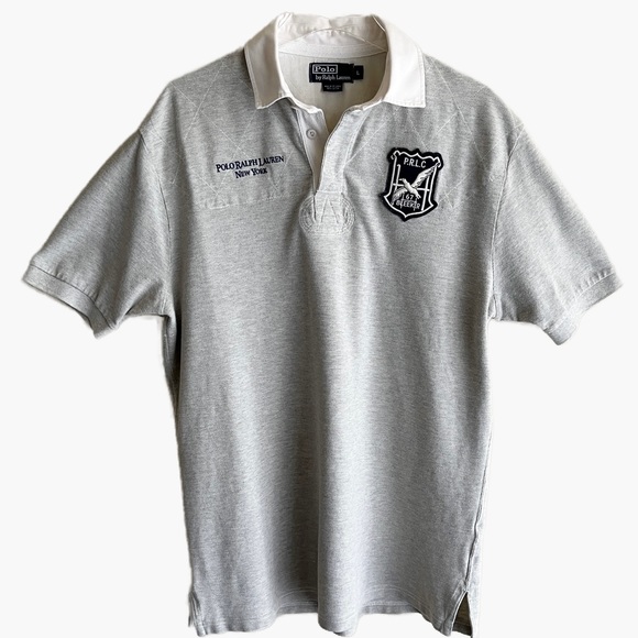 Polo Ralph Lauren Other - Polo Ralph Lauren Gray Shirt White Rugby Collar Size L